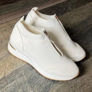 Primark White Zip-Up Wedge Sneakers